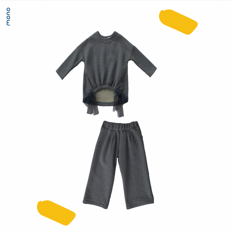 Blue Set with tulle Appliqué